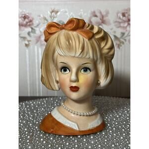 VINTAGE RELPO TEEN 2011 LADY HEAD VASE, Orange
